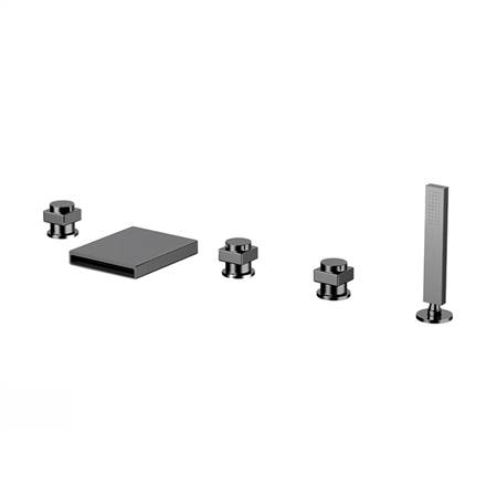 Five piece bathtub faucet with high flow rate