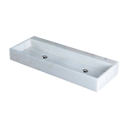 Minimalist Guangxi white marble double basin