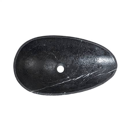 Goose egg shaped black and white root marble basin